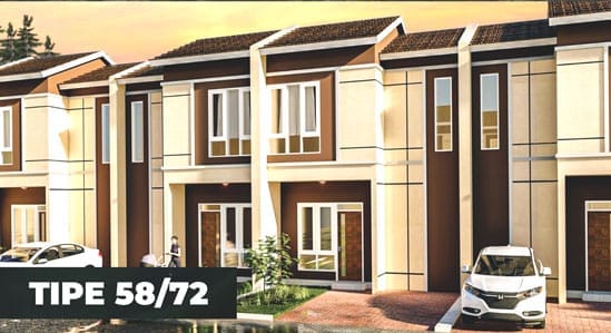 gambar 2D rumah komersial tipe 58 72