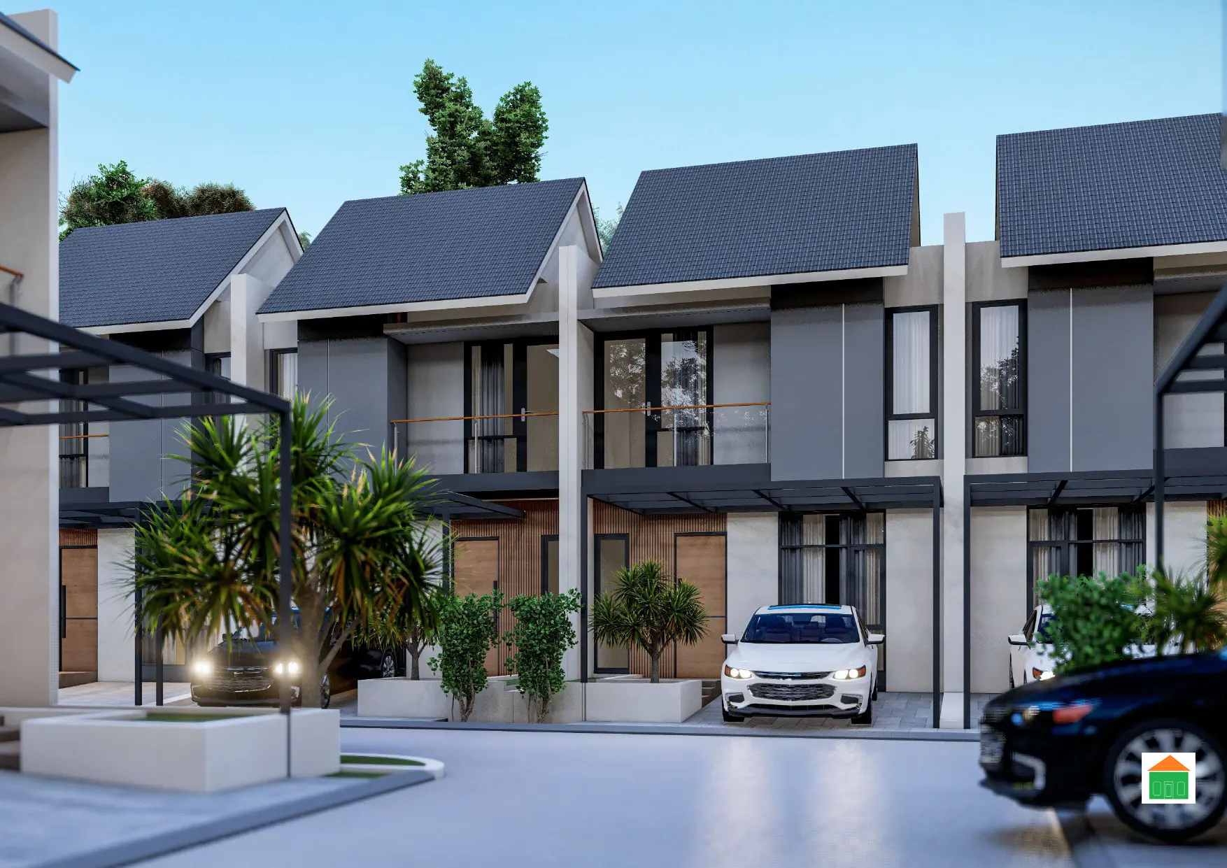 Desain eksterior jual rumah minimalis di tengah kota Bogor lingkungan asri dekat kebun raya