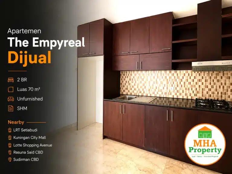 dapur yang tertata rapi di apartemen empyreal dua kamar di kawasan kuningan
