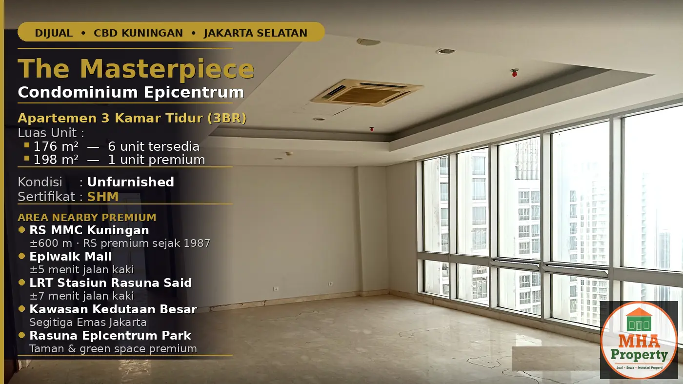 Kamar tidur unit 3BR The Masterpiece Condominium Epicentrum Kuningan