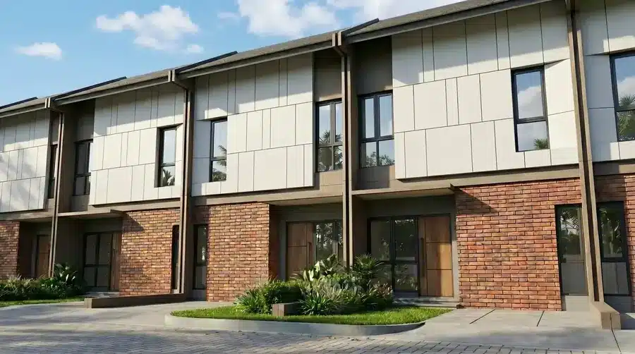 Eksterior rumah tipe Ranau 2 lantai Serpong Lakeville dekat stasiun Cisauk BSD