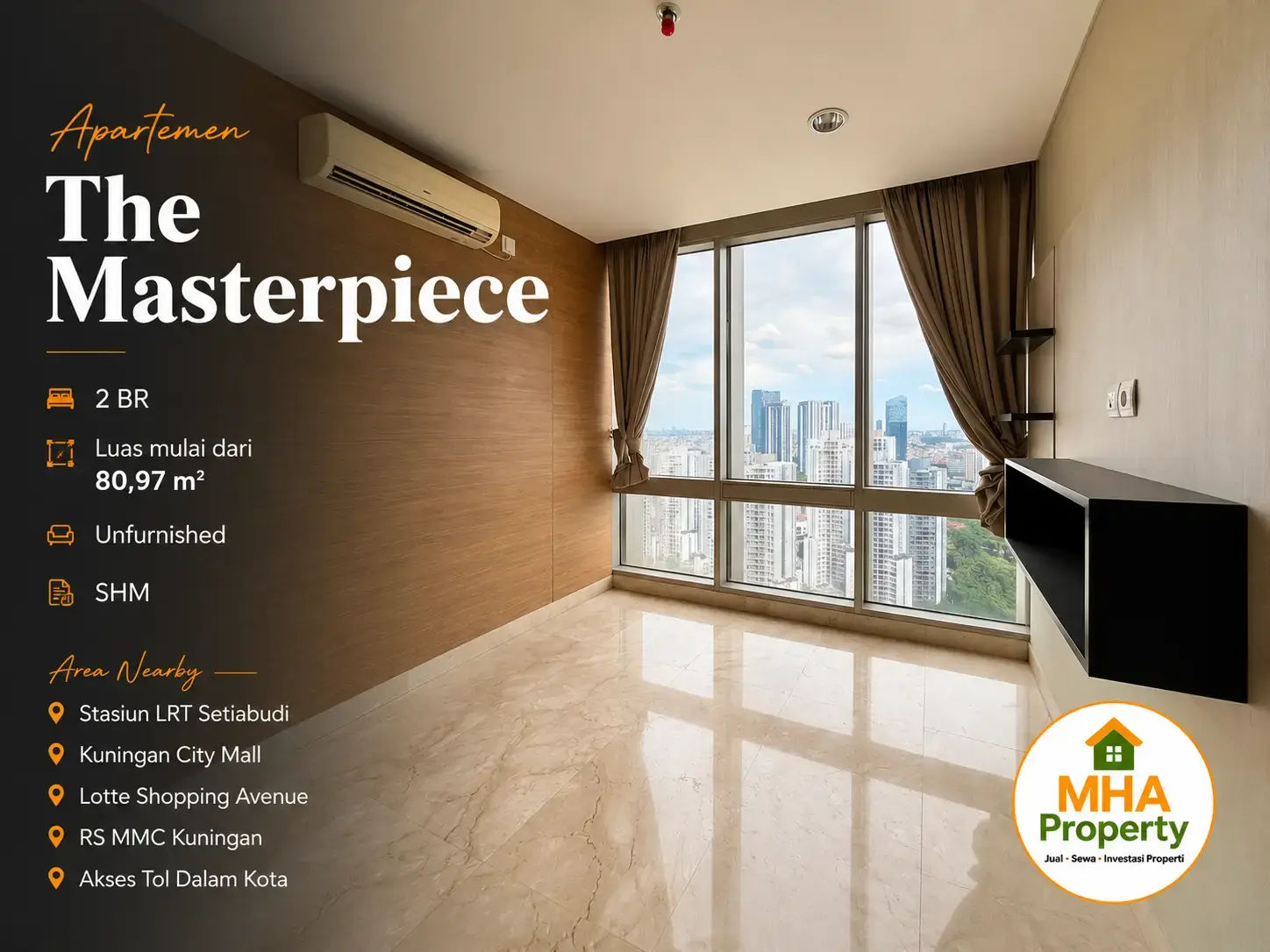 Kamar tidur kedua unit 3BR The Masterpiece Condominium Epicentrum Kuningan
