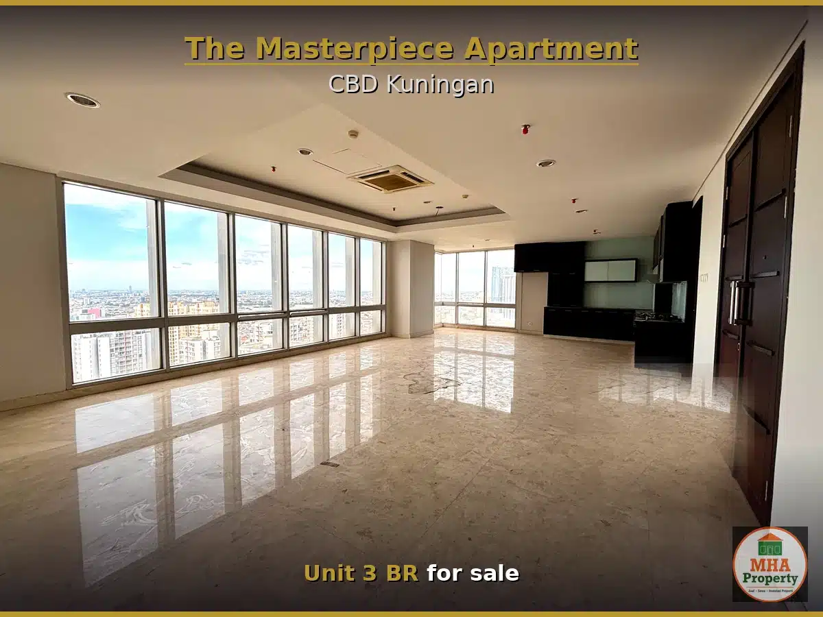 Ruang tamu unit 3BR The Masterpiece Condominium Epicentrum unfurnished