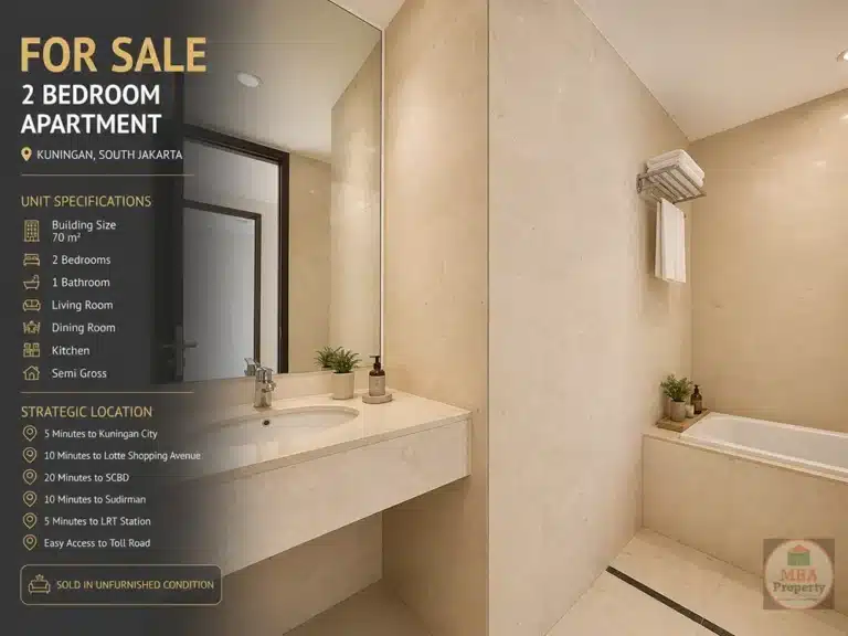 kamar mandi di apartemen empyreal dua kamar tidur