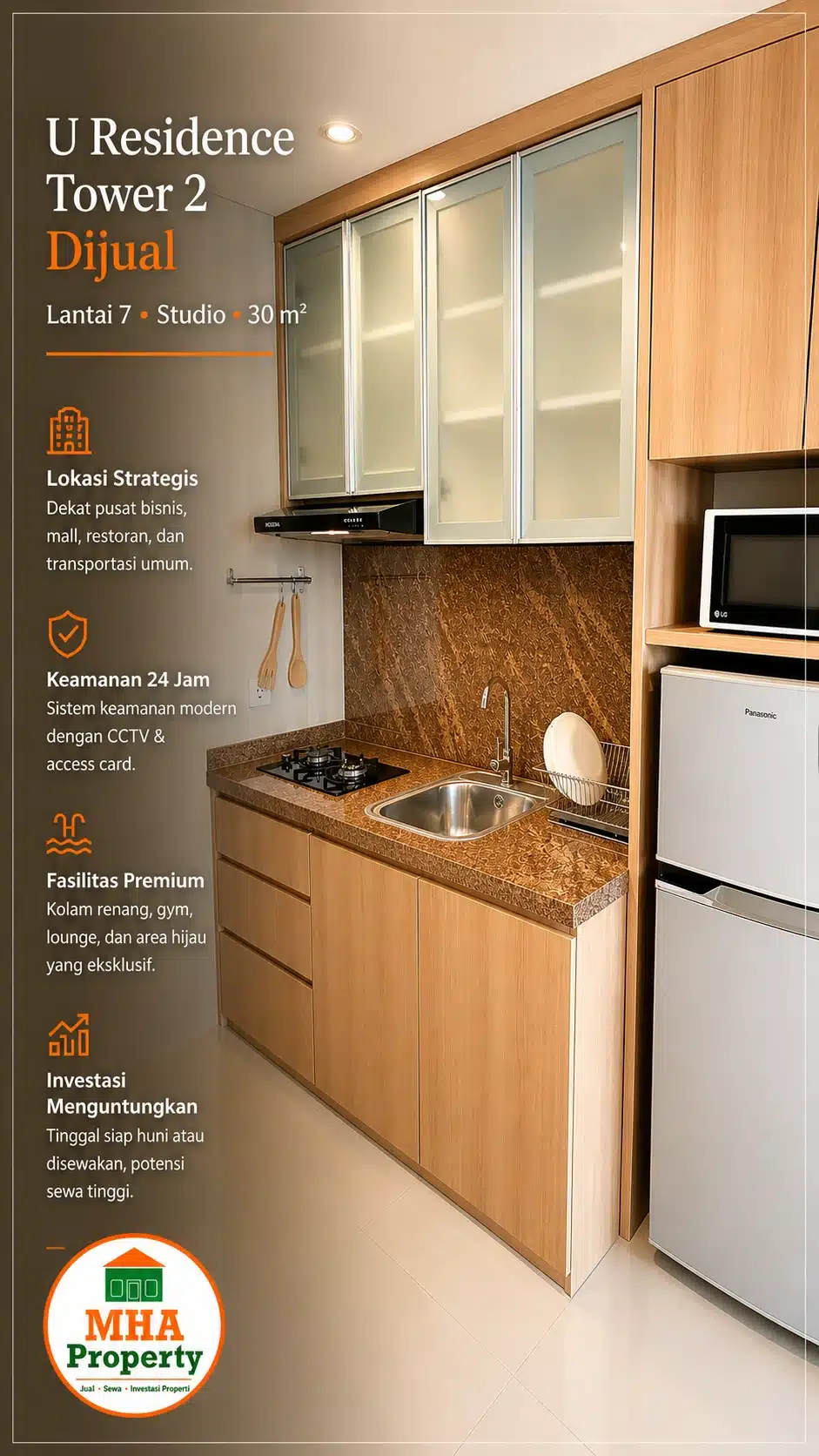apartemen studio karawaci - dapur lengkap u residence tower 2