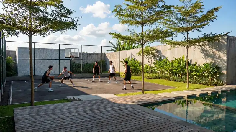 Jual rumah murah Cisauk BSD dengan fasilitas lapangan basket di Serpong Lakeville