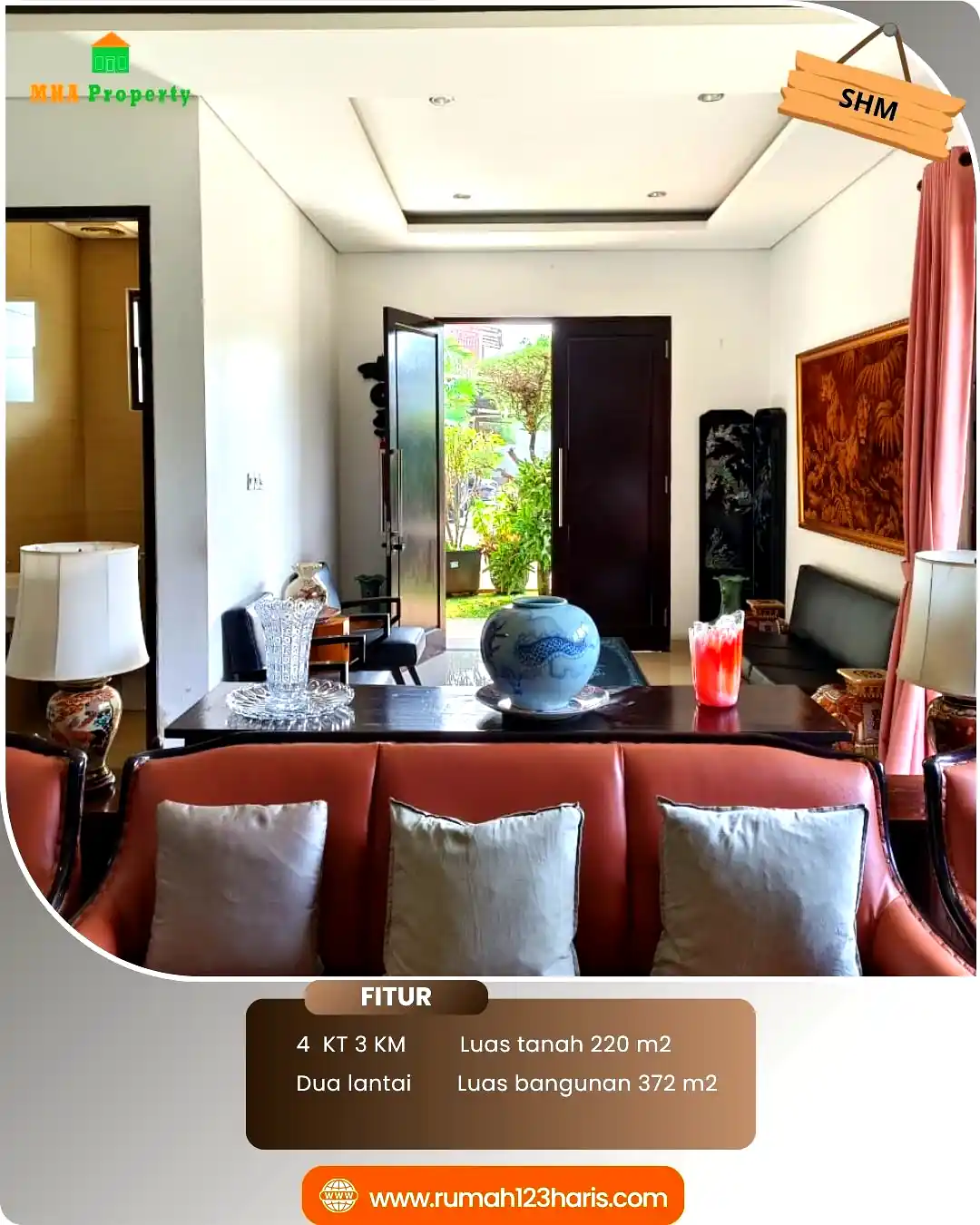 Interior ruang tamu modern rumah dijual Pondok Labu Cilandak
