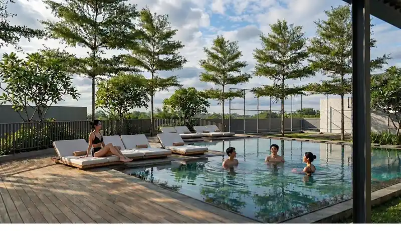 Rumah empat kamar tidur di Cisauk Serpong Lakeville dengan fasilitas swimming pool resort
