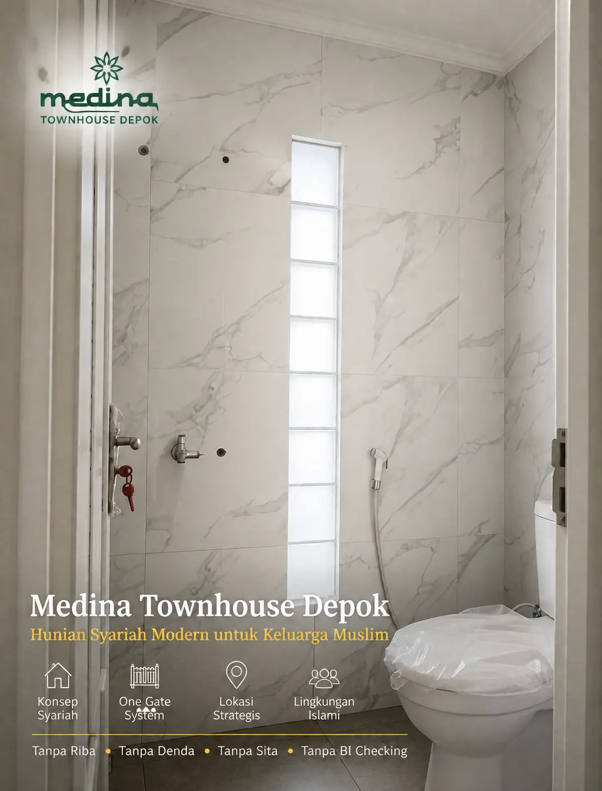 Kamar mandi modern townhouse syariah Depok