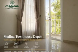 Kamar tidur utama rumah di Medina Townhouse Depok dengan pencahayaan alami dan konsep hunian yang nyaman.