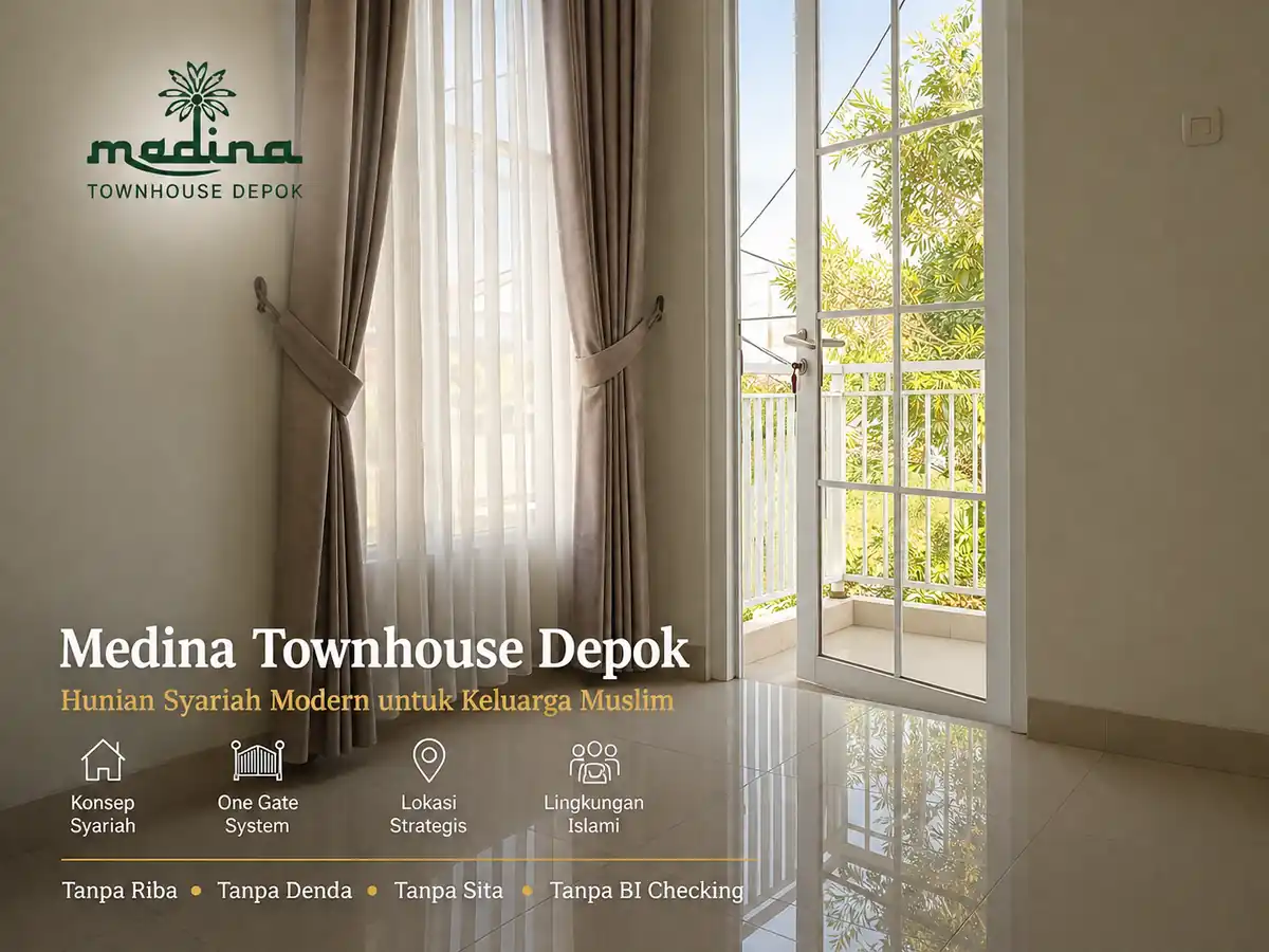 Kamar tidur utama Medina Townhouse Depok yang nyaman