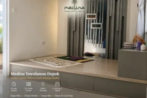 Musholla di dalam rumah Medina Townhouse Depok yang mendukung lingkungan hunian islami bagi keluarga muslim.