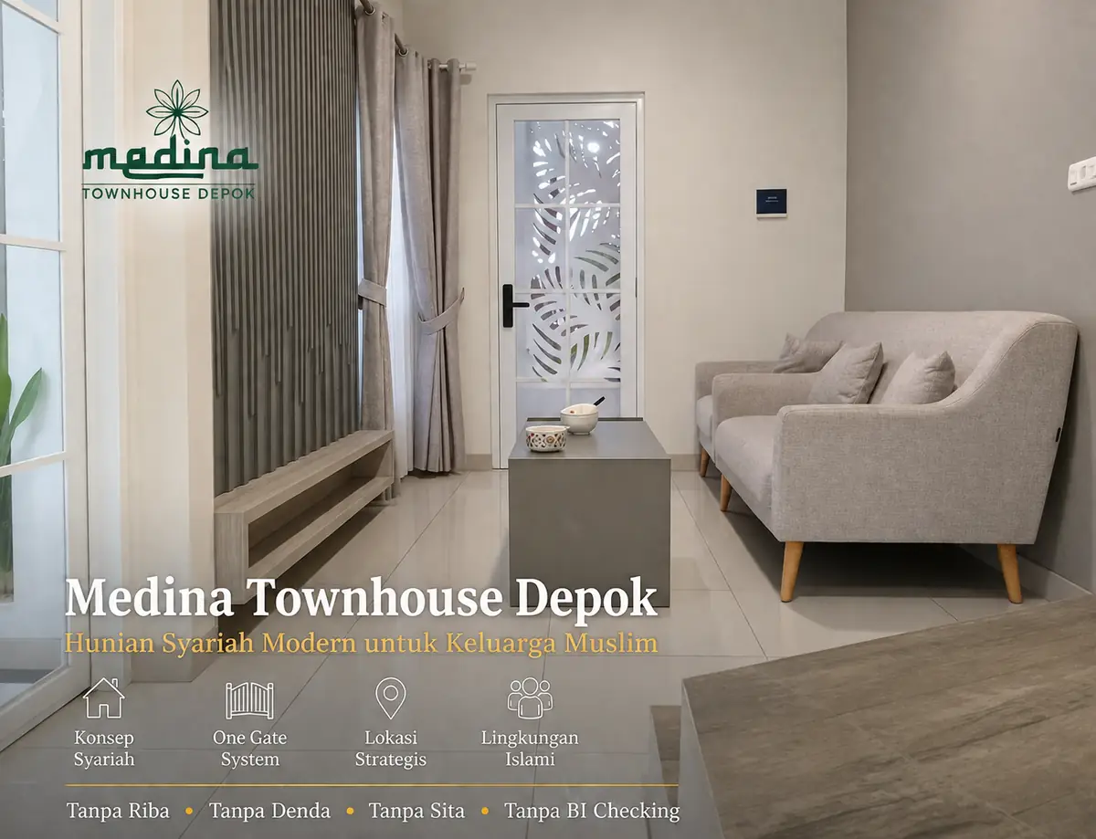 Ruang tamu minimalis townhouse syariah Depok