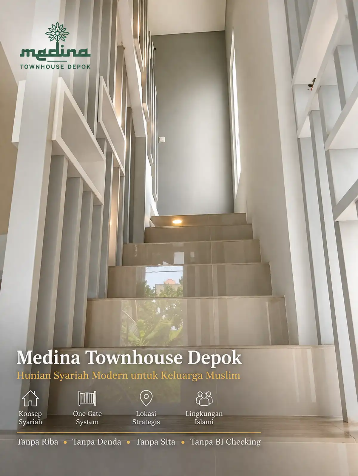 Tangga lantai 2 Medina Townhouse Depok desain split level