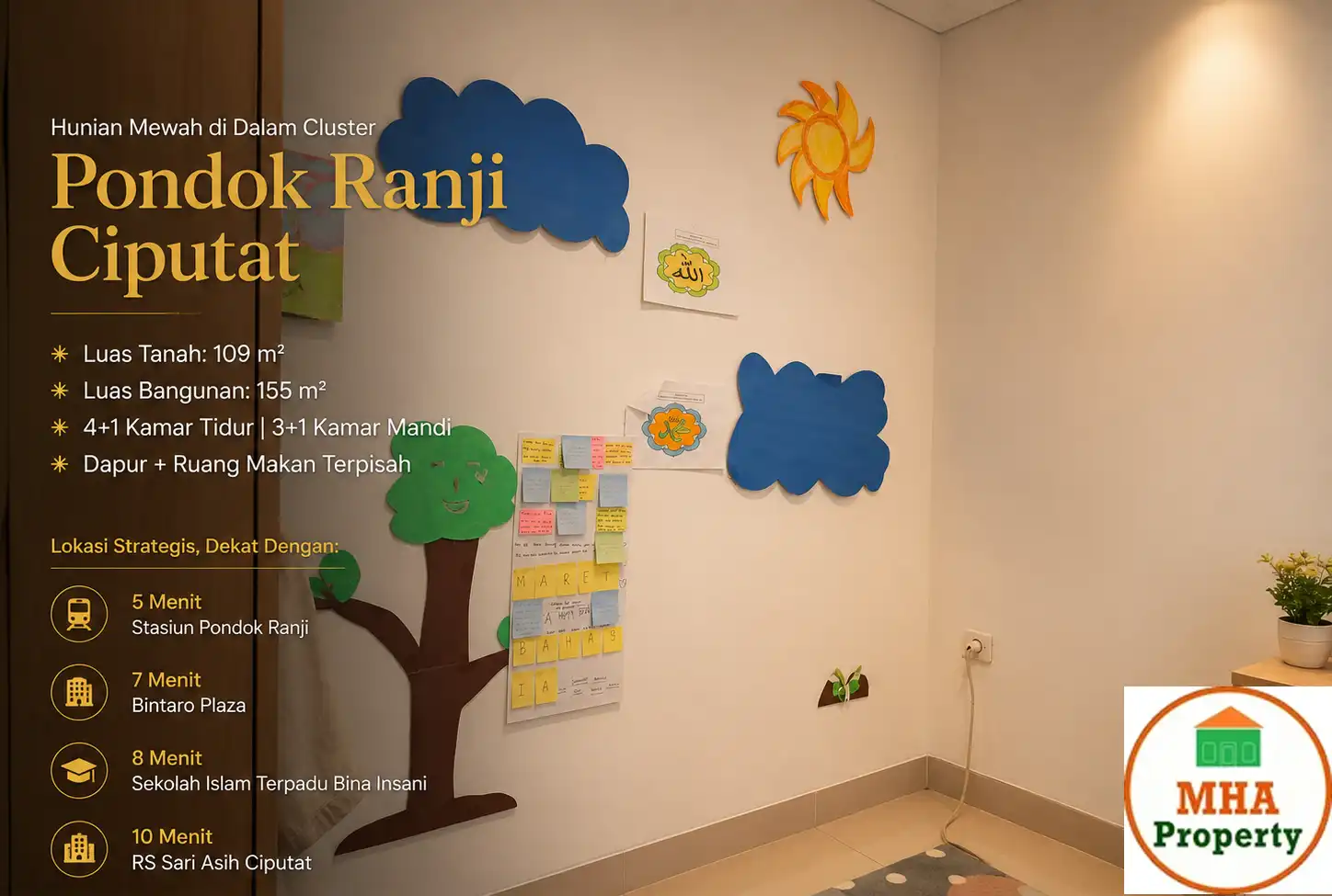 Rumah dijual 4 kamar tidur di Pondok Ranji Ciputat – interior Rumah Harda Bintaro ready stock