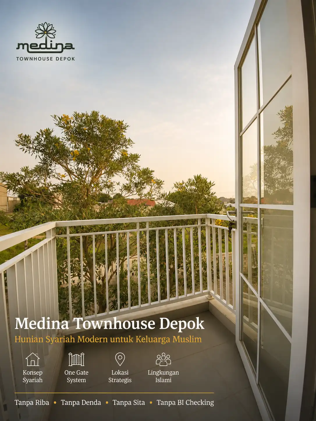 View balkon rumah syariah Depok Medina Townhouse