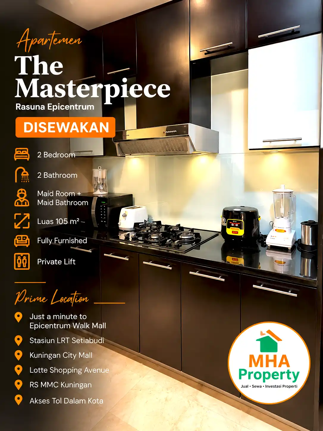 City view dari unit 2BR yang disewakan di Kuningan sebagai contoh harga sewa segmen atas