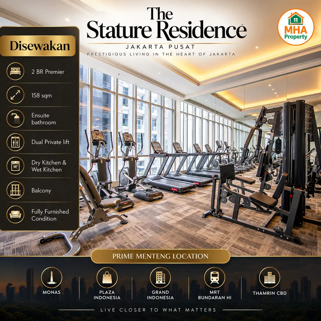 Fitness center apartemen The Stature Residence Menteng