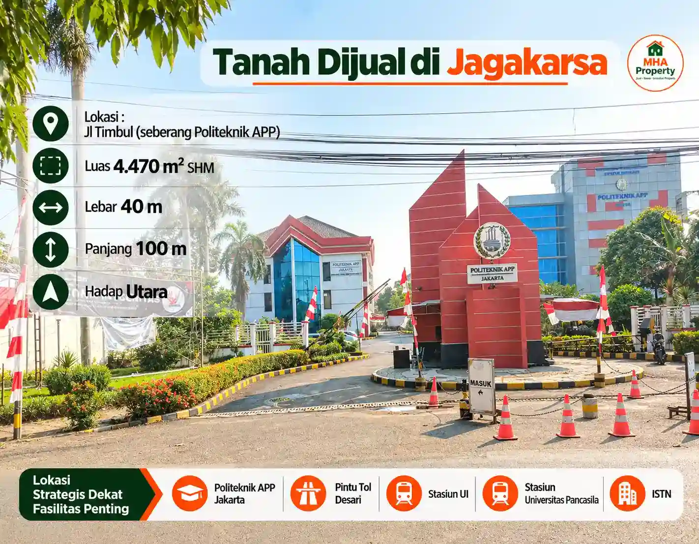 Tanah dijual Jagakarsa berseberangan dengan kampus Politeknik APP Cipedak