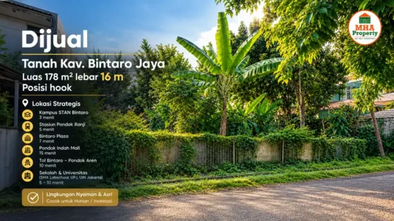 Tanah Kavling Bintaro Jaya 178 m² Posisi Hoek, Selangkah dari Kampus STAN