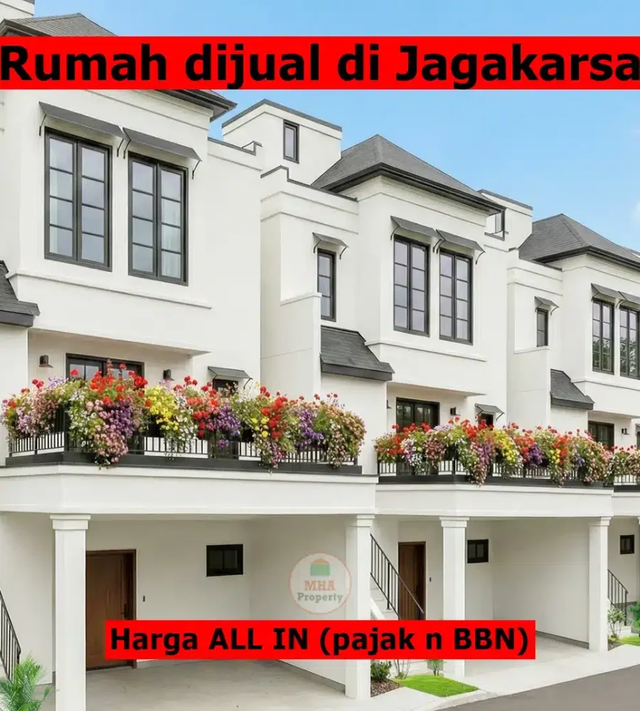 Deretan cluster eksklusif Puri Sangkarsa Jagakarsa tipe 4 kamar tidur dengan balkon luas