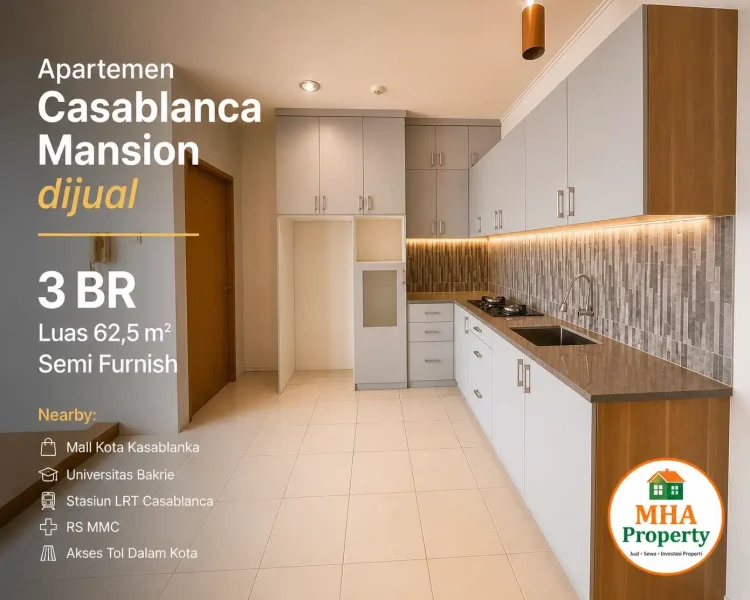 Area dapur di apartemen casablanca mansion tiga kamar tidur