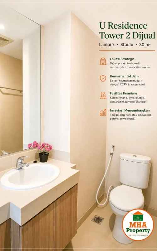kamar mani tertata manis ada di tipe studio apartemen u residence