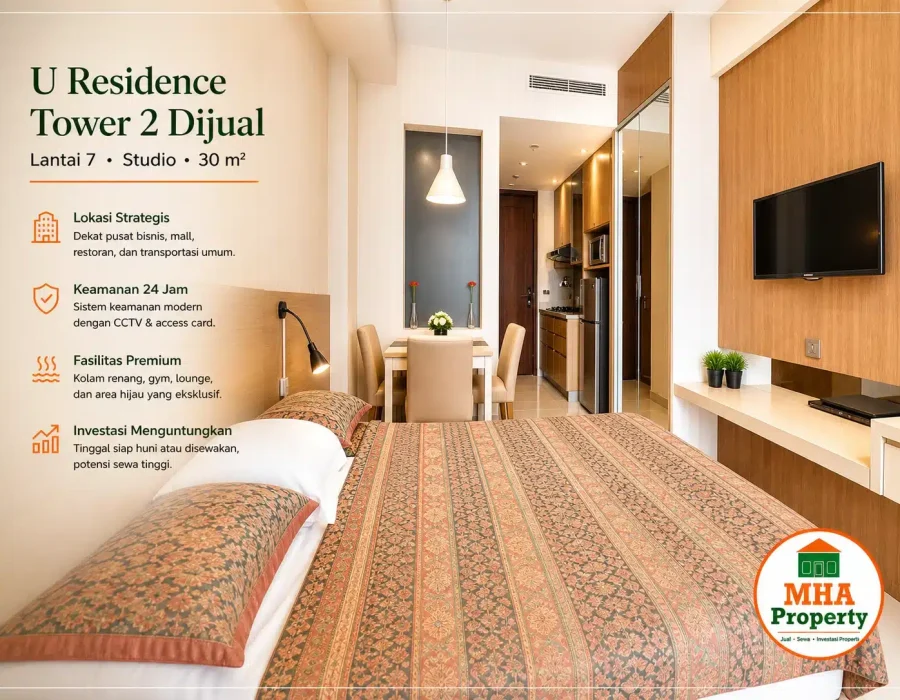 kamar tidur elegan di apartemen u res tower 2