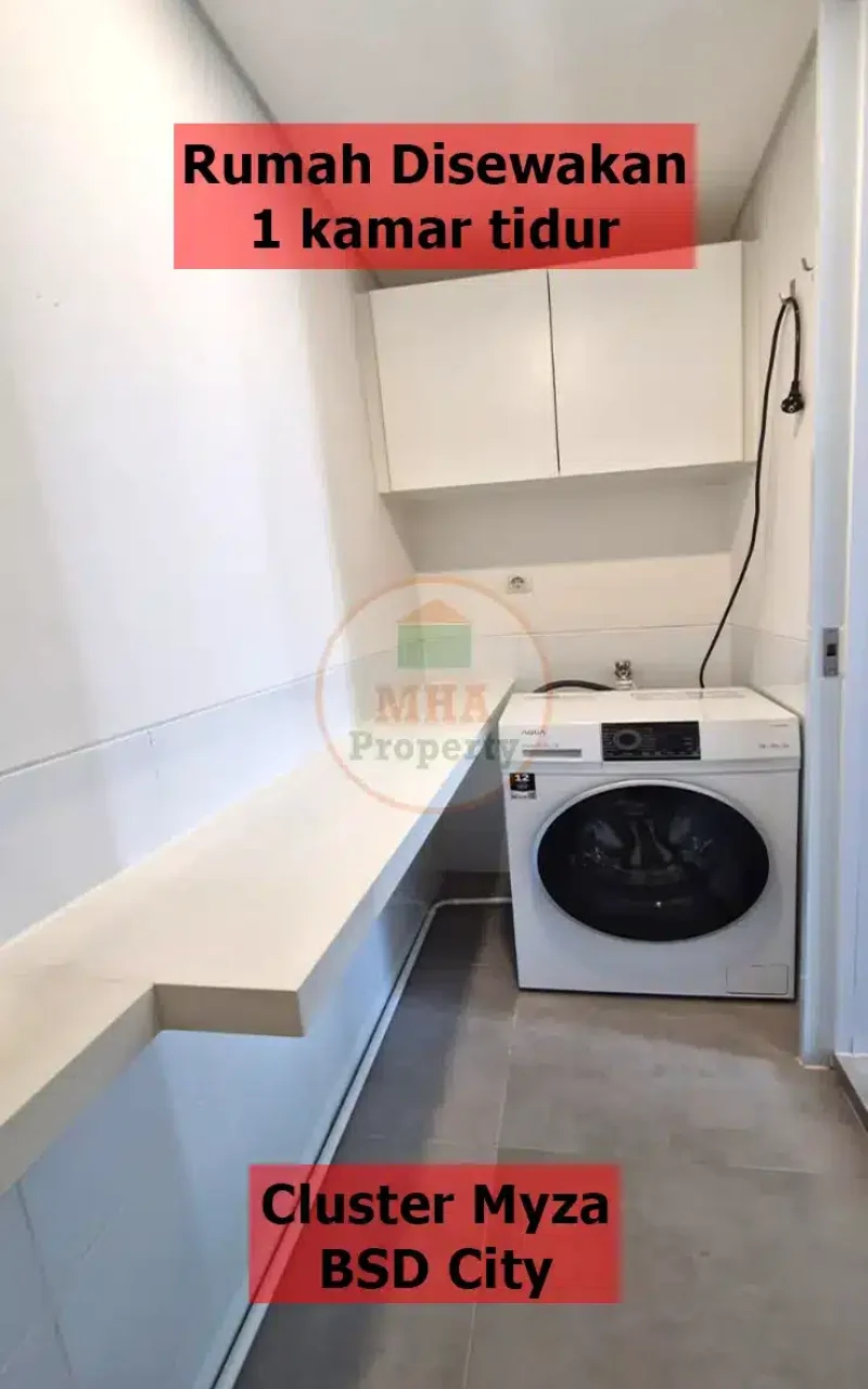 Area mesin cuci dan service area rumah sewa Myza BSD full elektronik